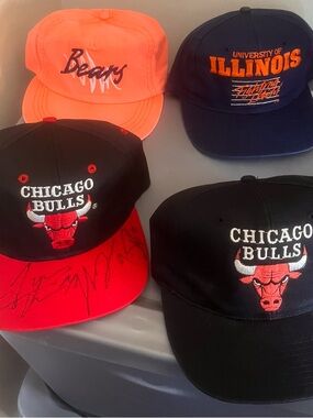 4 true vintage chicago illinois snapback hat bundle bar script bears bulls